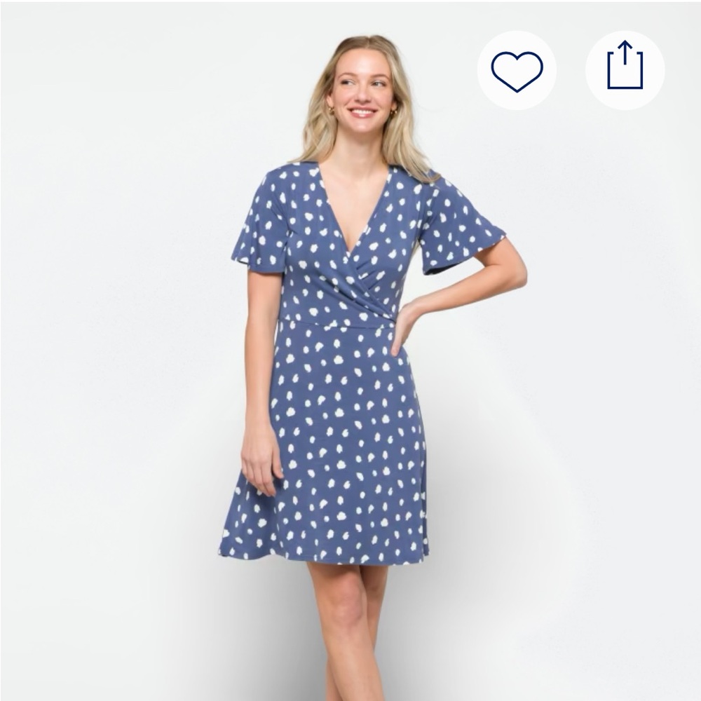 41 Hawthorn Blue Elise Knit Surplice Dress - Picture 2 of 6